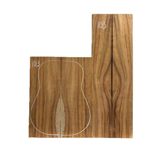 Flame Hawaiian Koa Dreadnought AAA Grade Guitar Back & Side Set #103 Online Sale
